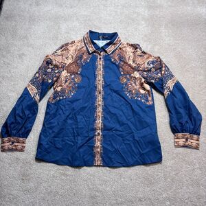 NWT Shein Modely Paisley Print Long Sleeve Button Down, Women's, Size L